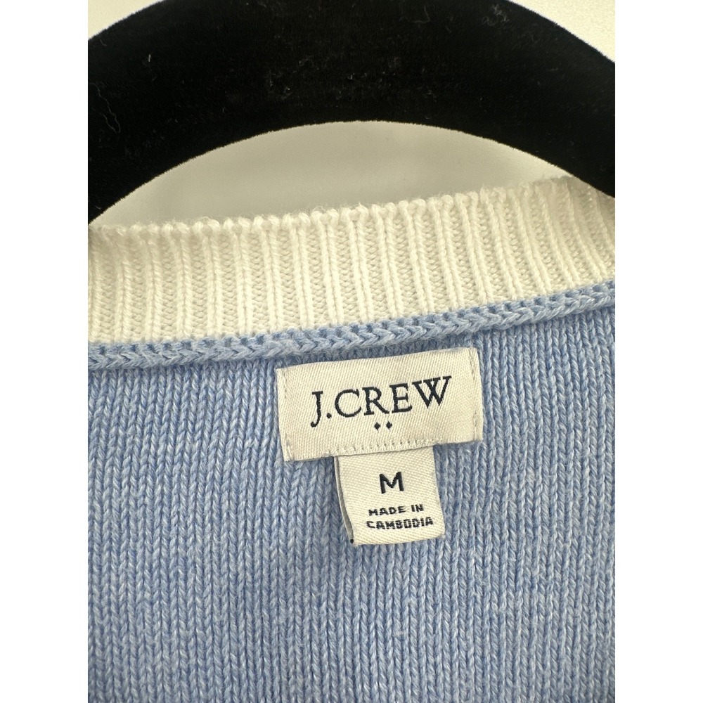 J. Crew Short Sleeve Knit Cardigan Sweater Blue Medium - Picture 3 of 6